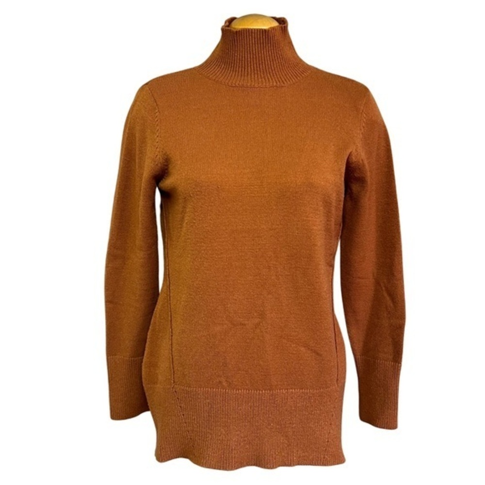 Melanie Lyne Rust Orange Mock Neck Sweater - Women's Small
